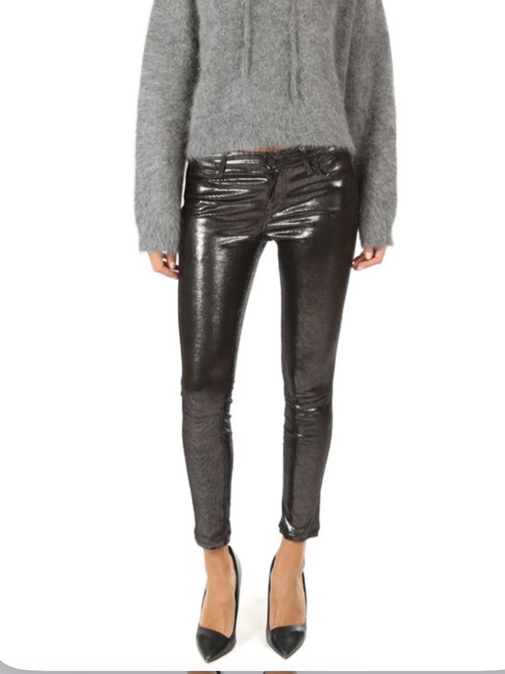 RtA Leather Prince skinny Pants leggings Lithium 27 wet look lambskin black